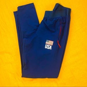 Adidas USA Athletic Pants Sz M Tall, Navy Blue
